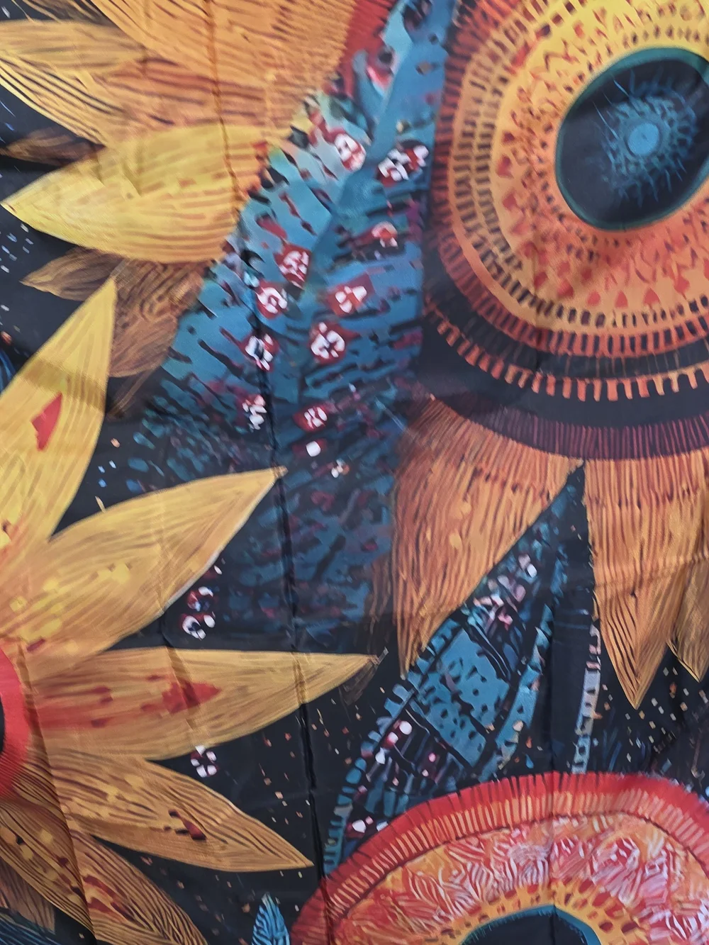 Vibrant Sunflower Tapestry Wall Decor in Yellow and Blue